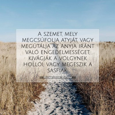Példabeszédek 30:17 KAR Bibliai verskép