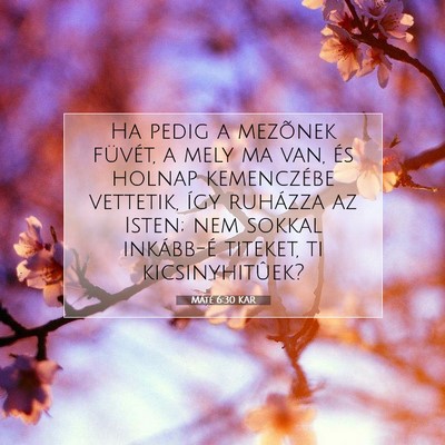 Máté 6:30 KAR Bibliai verskép