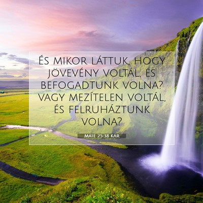 Máté 25:38 Bibliai vers magyarázata